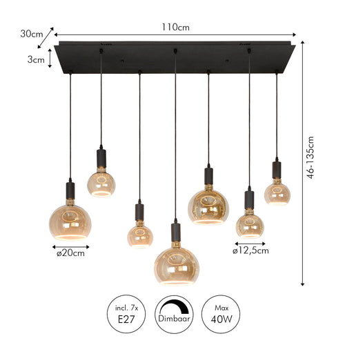 Atmooz hanglamp Hanoi - zwart - 110 x 31 x H 115 cm - E27
