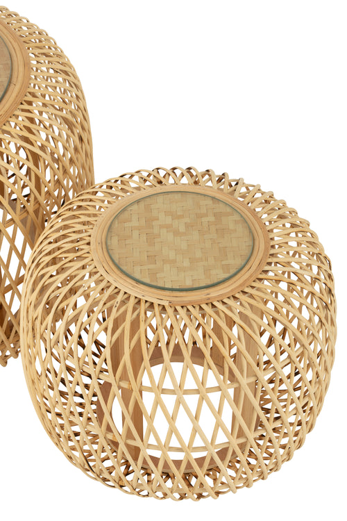 J-Line bijzettafel Afrika - bamboe/sparhout - naturel - set van 2 - vtwonen shop