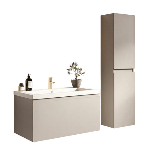 LOMAZOO badkamermeubel Modena - zwevend - wit - greige - 80 cm