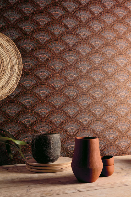 Masureel behang art deco motief bruin - 53 cm x 10.05 m - 631899 - vtwonen shop
