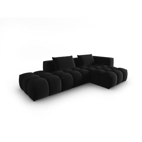 Cosmopolitan Design - Modulaire hoekbank rechts Verona 4-zits, flueel zwart - 145x265x70cm