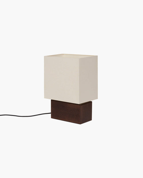 noo.ma Zam tafellamp - geometrisch, hout en textiel, Cocoa Brown