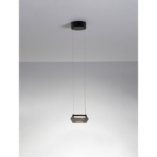 Nova Luce JAILYN Slanke hanglamp voor aan het plafond, zandkleurig zwart, rookkleurige LED 8W 320lm 3000K
