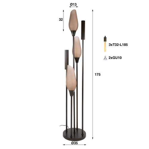 Giga Living Vloerlamp Cocoon - Bruin Glas - Ø35x180cm