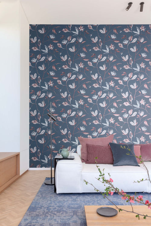Masureel behang bloemen blauw - 53 cm x 10.05 m - 632090 - vtwonen shop