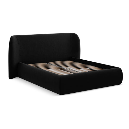 LaMiaSofa Bed met opbergruimte Trieste - velours - zwart - 190x215x110