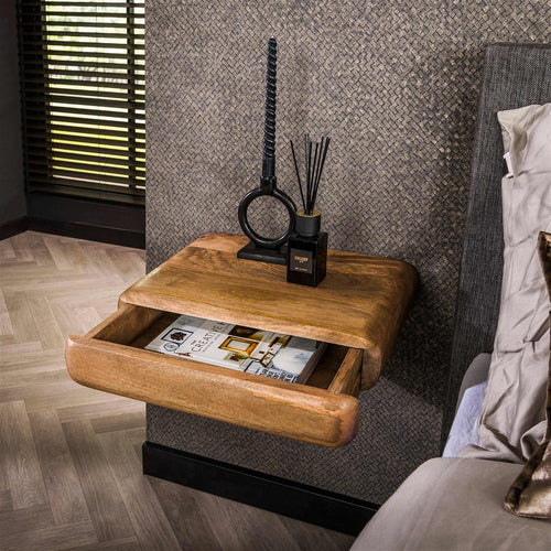 Giga Meubel Nachtkastje Sleek - Naturel Hout - 45x35x13cm