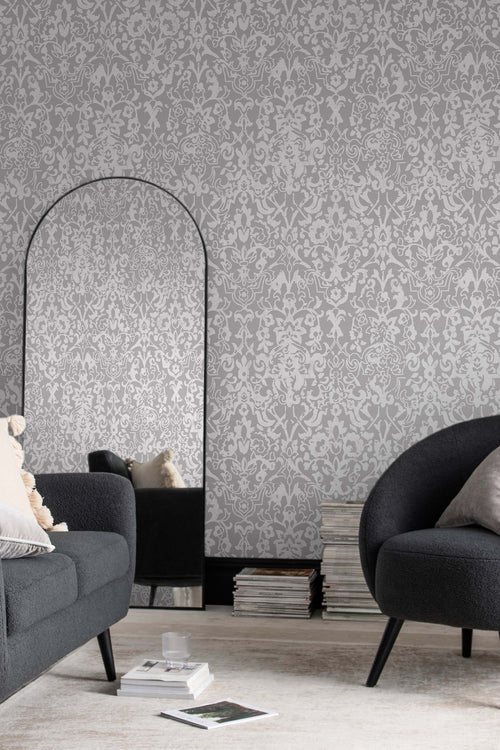 Next vliesbehang Majestic Damask grijs 10mx52cm