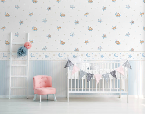 Sanders & Sanders zelfklevende behangrand sterren blauw en beige - 500 x 16 cm - 640483 - vtwonen shop