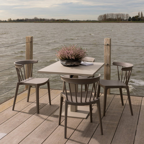 WOOOD tafel Tesso & stoelen Bliss tuin - Aluminium/Kunststof - Zand/Taupe - 68/45x100x80 / 75x52x53