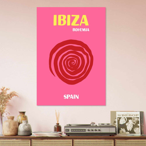 Artfulprints Poster met Lijst Spanje - Ibiza   - 30x40 cm - Roze