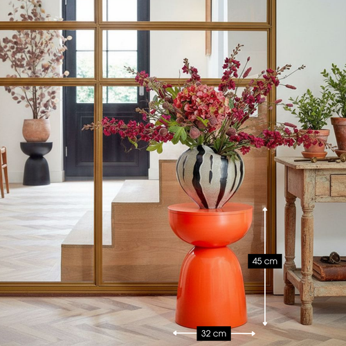Mica Decorations Elliot Bijzettafel - Bijzettafel Rond H45 x Ø32 cm - Bijzettafeltje voor Woonkamer of Slaapkamer - Ideaal als Plantentafeltje - IJzer