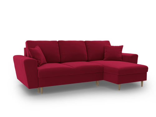 Cosmopolitan Design Omkeerbare converteerbare hoekbank met opbergdoos Kyoto 4-zits, flueel rood - 145x241x88cm