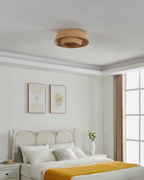 EGLO plafondlamp Marford - e27 - ø 50 cm - zwart/natuur/raffia - vtwonen shop