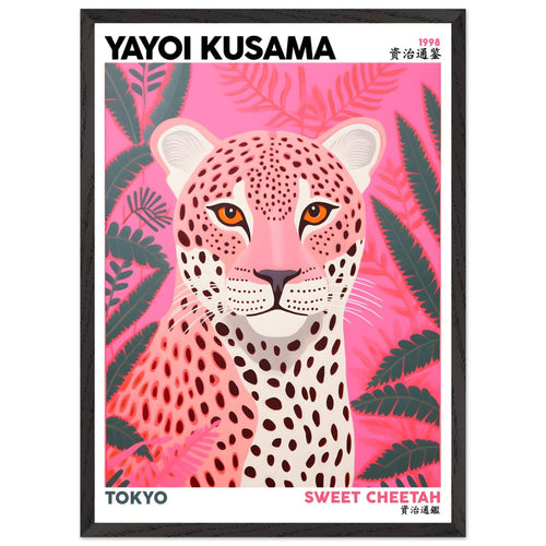 Artfulprints Poster met Lijst Yayoi Kusama - Sweet cheetah   - 70x100 cm - Roze