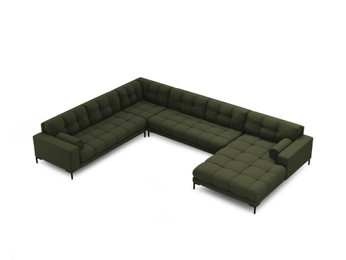 Cosmopolitan Design Panoramische hoekbank links Bali 7-zits, structurele stof, groente - 256x327x75cm