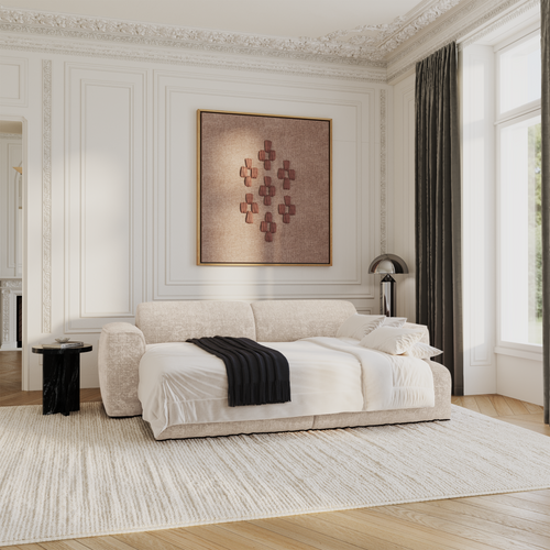 Sia Home - Rechte bank YUMA - Fluweel met reliëf - Crème - 240cm - vtwonen shop