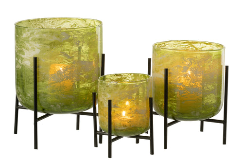 J-Line windlicht Staand Marmer - glas/ijzer - groen - large - vtwonen shop