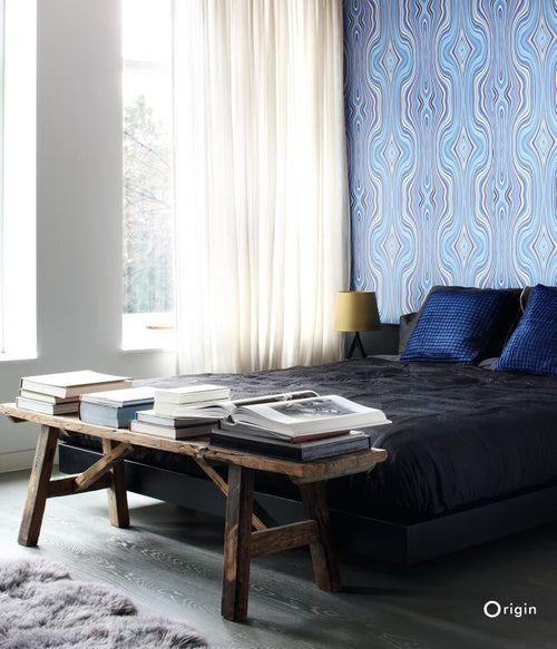 Origin Wallcoverings behang grafische lijnen blauw en turquoise - 53 cm x 10,05 m - 347228 - vtwonen shop