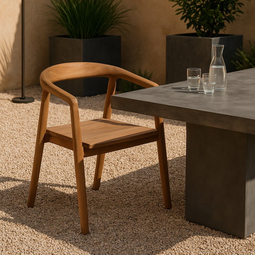 DÉJA Living Tuinstoel Lennox - Naturel Teakhout - Zithoogte 43cm - Set van 2 - vtwonen shop