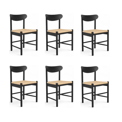 Furnhouse eetkamerstoel Malou - Zwart - Papiergaren - Set van 6