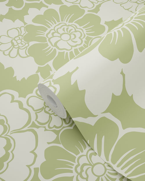 ESTAhome behang retro bloemen groen - 50 x 900 cm - 131525 - vtwonen shop