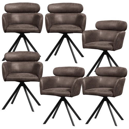 WOOOD eetkamerstoelen Fenne - Leerlook - Zwart- Set van 6 - vtwonen shop