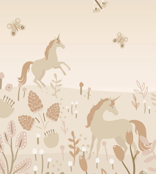 ESTAhome fotobehang unicorns licht terracotta en terracotta roze - 250 x 279 cm - 159495 - vtwonen shop