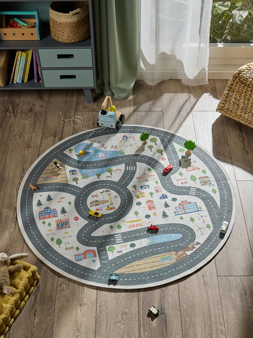 benuta kindervloerkleed Linus - crème - ø 120 cm
