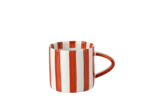 J-Line kopje - steengoed - cognac/wit - 4 stuks