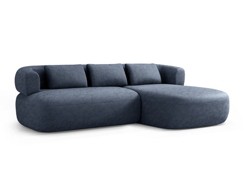 Micadoni rechter hoekbank Jenny 5-zits, chenille donkerblauw - 145x225x73cm