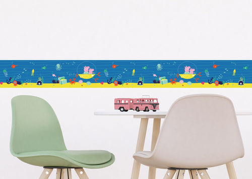 Sanders & Sanders zelfklevende behangrand Peppa Pig blauw en geel - 500 x 9.7 cm - 601311