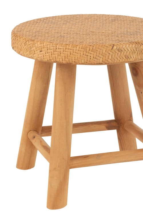 J-Line kruk Rond - riet/sparhout - naturel - vtwonen shop