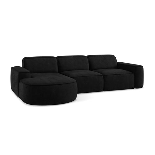 LaMiaSofa hoekbank links Melissa - chenille stof - zwart - 284x166x70