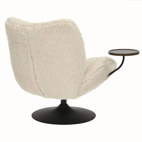 DÉJA Living Draaifauteuil Morten - Taupe Fluffy/Zwart - Incl. Tafeltje - vtwonen shop