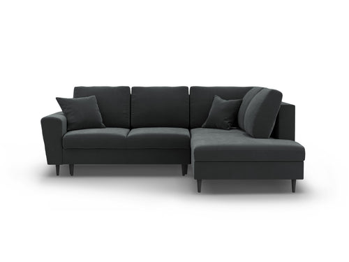 Cosmopolitan Design Converteerbare hoekbank rechts met opbergdoos Kyoto 5-zits, flueel donkergrijs - 194x243x88cm