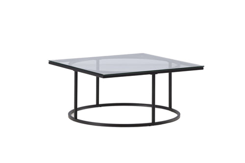 Rebellenclub Salontafel Glesborg - 90 x 90 cm - zwart met glas