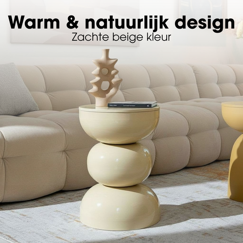 Mica Decorations Luna Bijzettafel - Bijzettafel Rond H46 x Ø32 cm - IJzeren Tafeltje voor Slaapkamer of Woonkamer - Nachtkastje of Plantentafeltje -