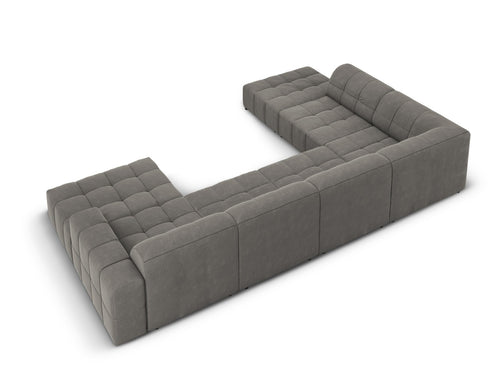 Cosmopolitan Design Panoramische hoekbank links Chicago 7-zits, flueel lichtgrijs - 263x375x78cm