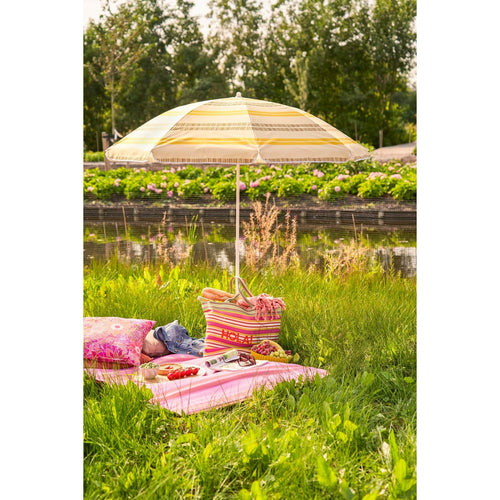 Mica Decorations Stripe Strandparasol - H180 x Ø160 cm - Geel