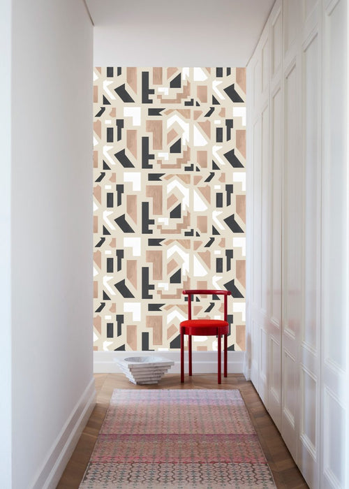 Catchii Behang Lines network Taupe - vtwonen shop