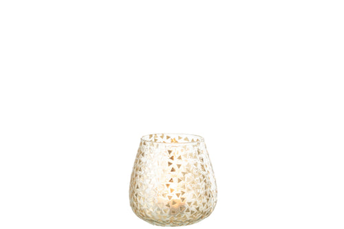 J-Line windlicht Driehoek - glas - transparant/goud - large