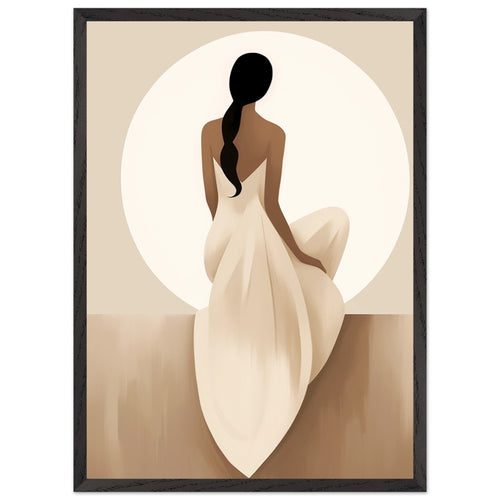 Artfulprints Poster met Lijst Japandi The serene lady   - 50x70 cm - Bruin