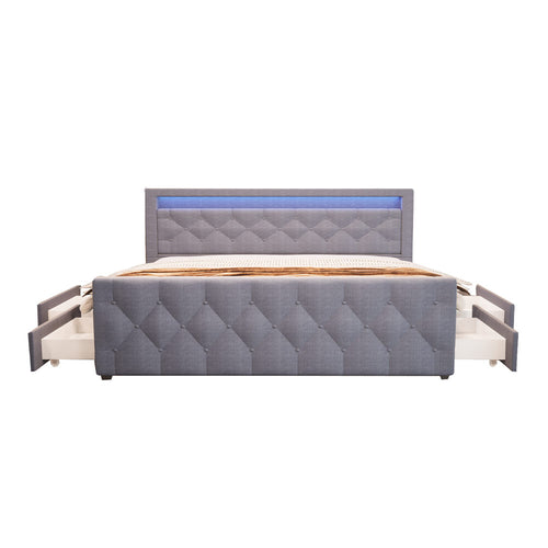 Home Deluxe Gestoffeerd Bed VELARA Donkergrijs - vtwonen shop