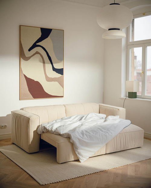 noo.ma Lobi 3-zits slaapbank - Storm Blue Corduroy, 140x190 cm slaapfunctie