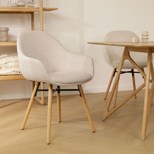 Nolon Nena-Mae Eetkamerstoelen Set van 2 - Beige - Houten Poten - vtwonen shop