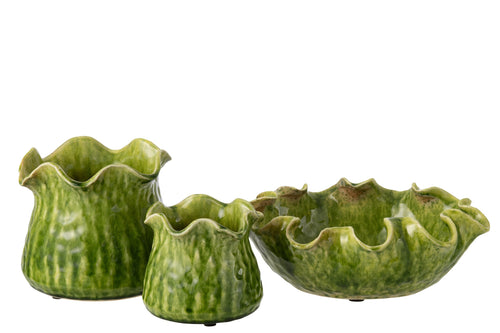 J-Line bloempot Ronny Onregelmatig - keramiek - groen - large