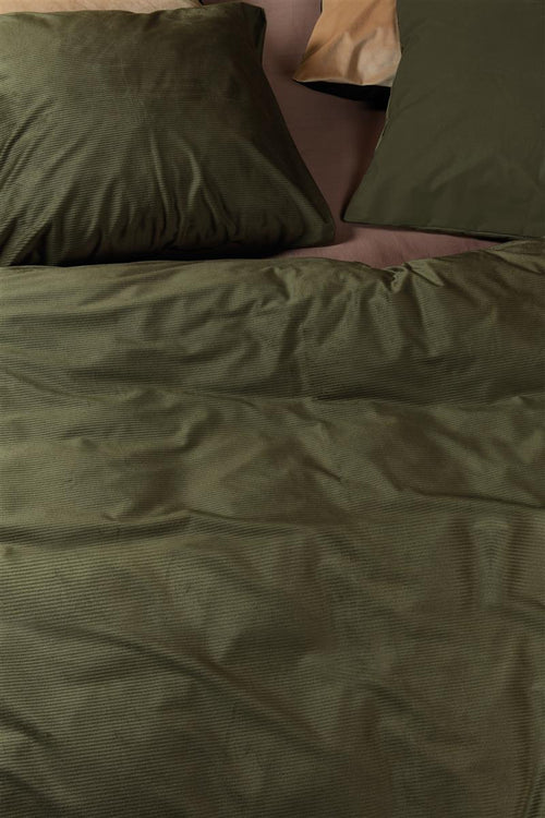 At Home by Beddinghouse Cosy Corduroy Dekbedovertrek - Eenpersoons - 140x200/220 cm cm - Groen