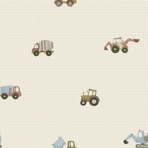 ESTAhome behang voertuigen beige en groen - 50 x 900 cm - 132305