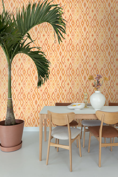 ESTAhome behang ruiten geel en oranje - 50 x 900 cm - 131688